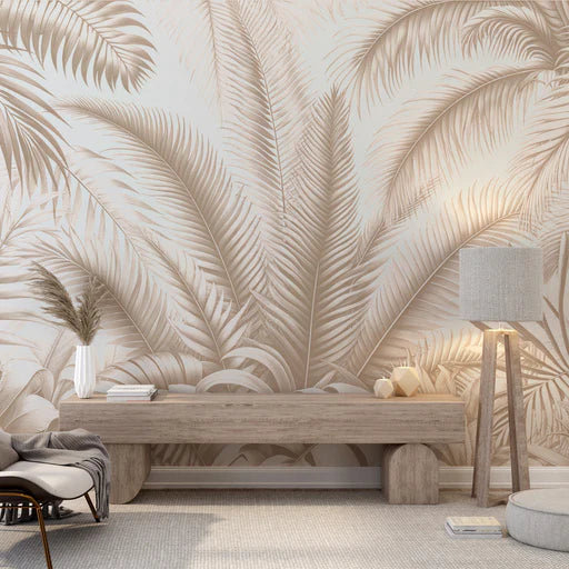 beige foliage wallpaper